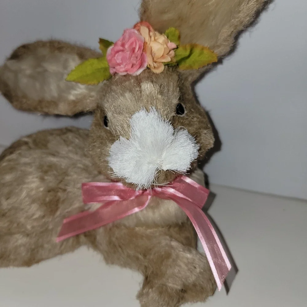 Pier 1 Sisal Bunny Rabbit Resting W/Bendable Ears Easter 10